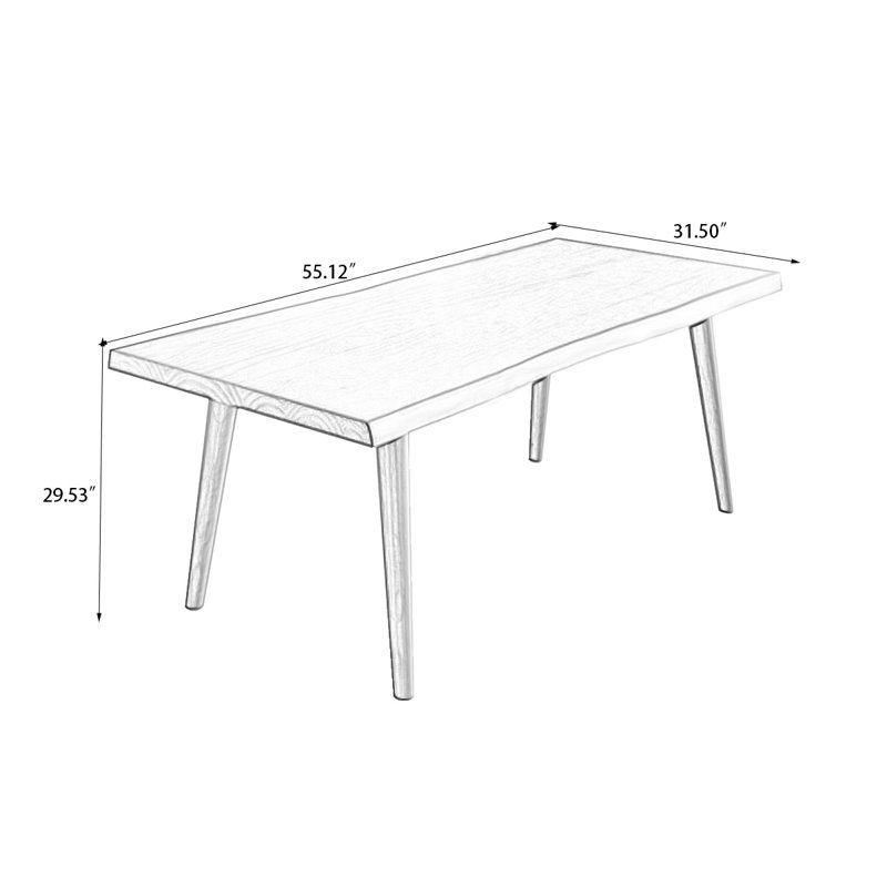 Brown Rectangular Solid Wood Dining Table, 29.53"H x 55.12"L x 31.5"W