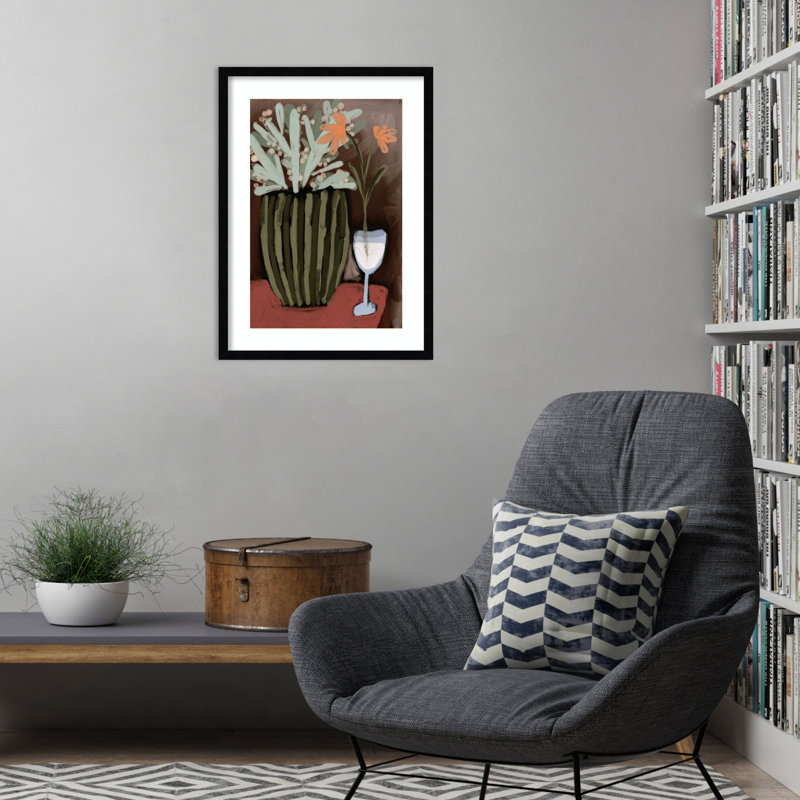 «Lyn Floral Still Life No 4» par Treechild, impression sur bois encadrée, Noir, H 25 po x l 19 po