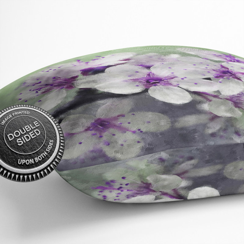 White and Purple Blossoms Scatter Cushion, 40cm H x 40cm W x 15cm D
