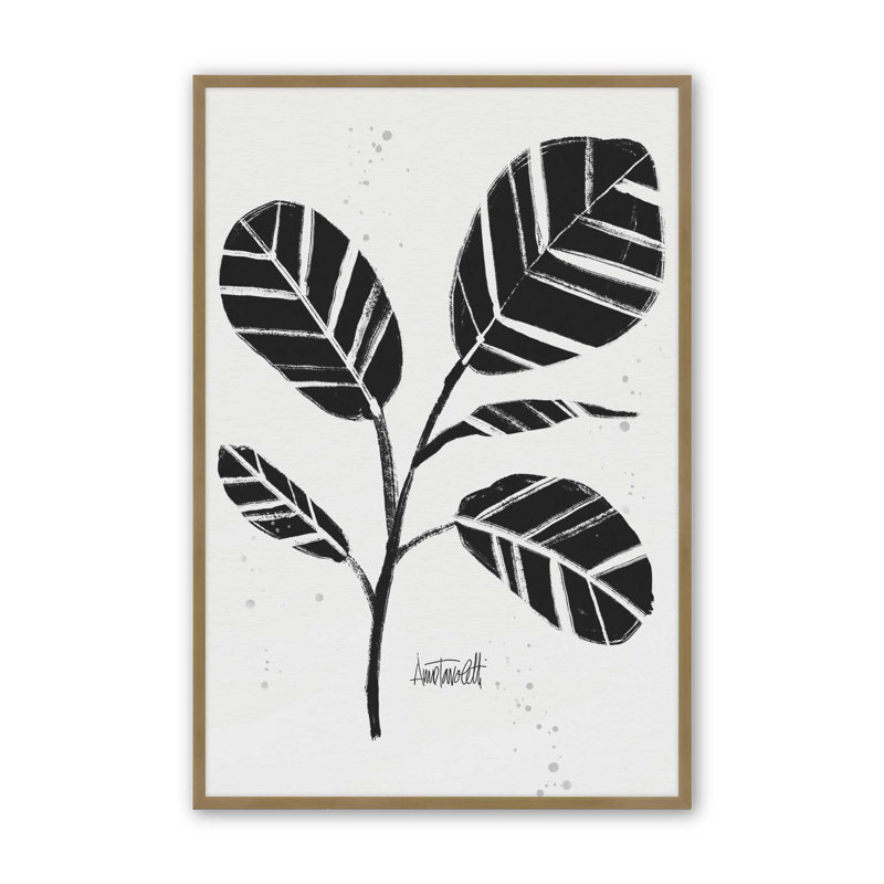 et botanique IV, Cadre d'angle ouvert brossé doré, H 15,25 po x l 12,25 po