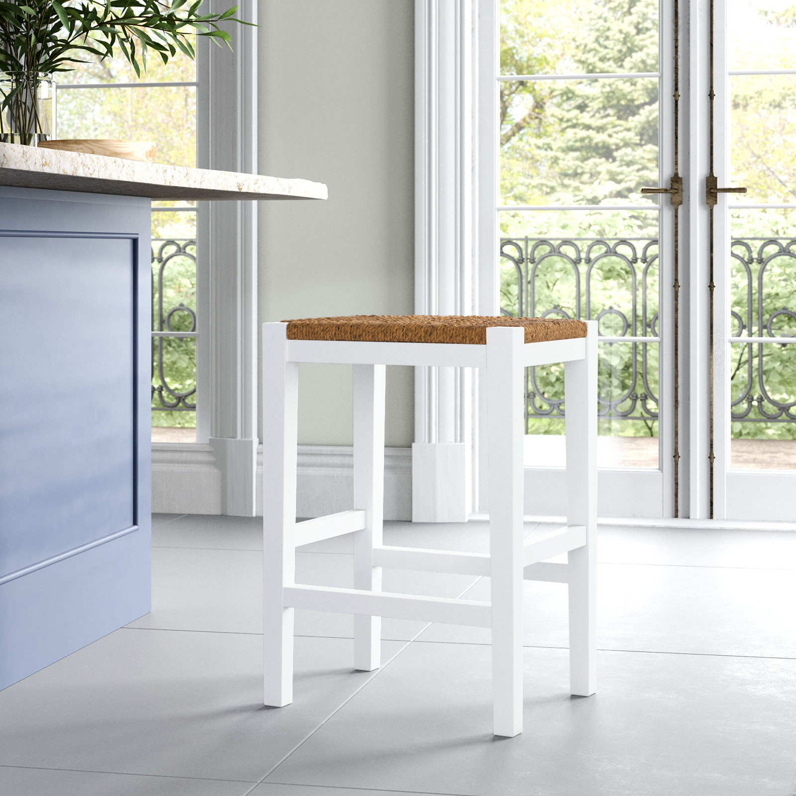 Willowbrook 25" Bar Stool, Matte White Stain