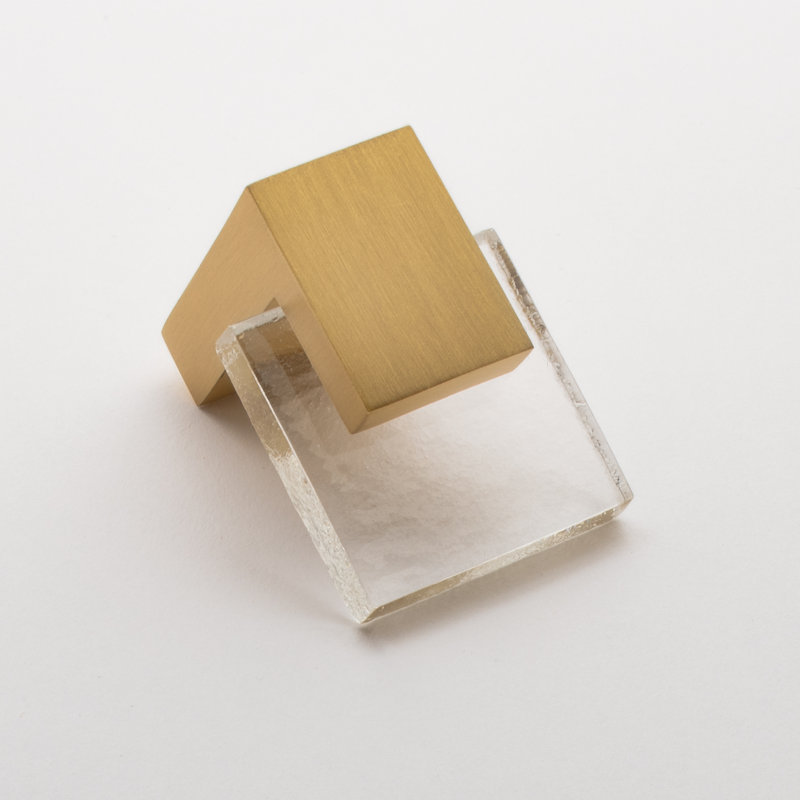 Poignée barre de quincaillerie décorative en verre blanc 1,625 po Affinity, Laiton satiné, Blanc