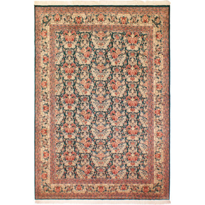 Tapis oriental ivoire / rose en laine noué à la main 9 pi 4 po x 12 pi 6 po Roca