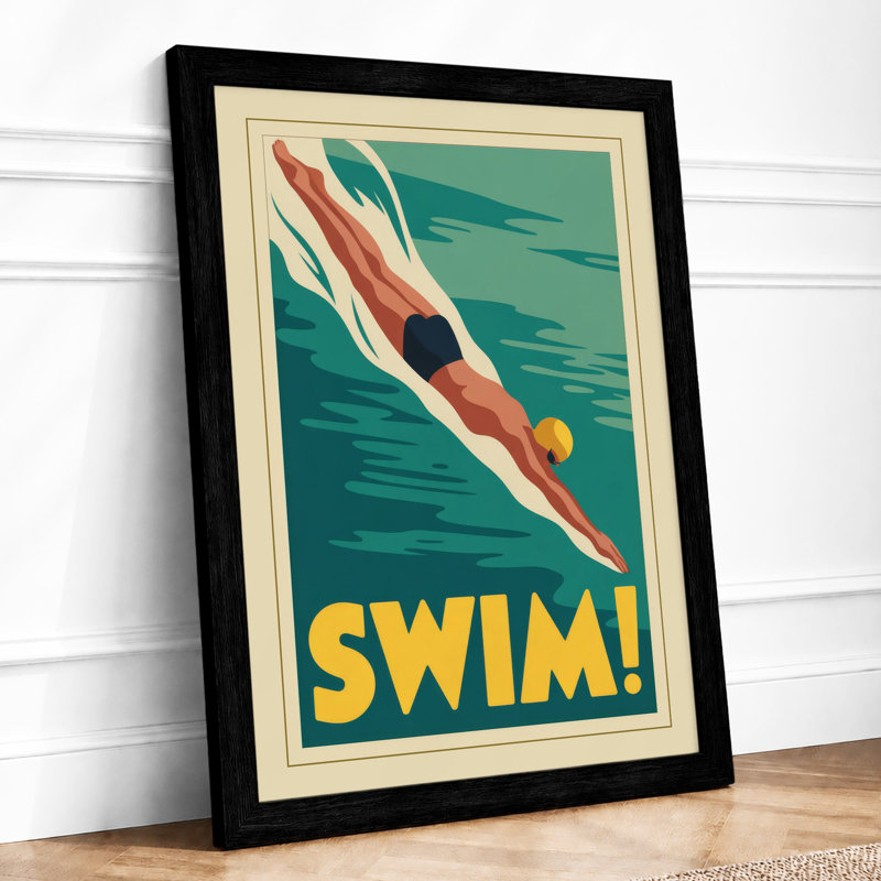 Dive Into Action Art Deco - Print, A1 - 84.1 x 59.4 cm, Black
