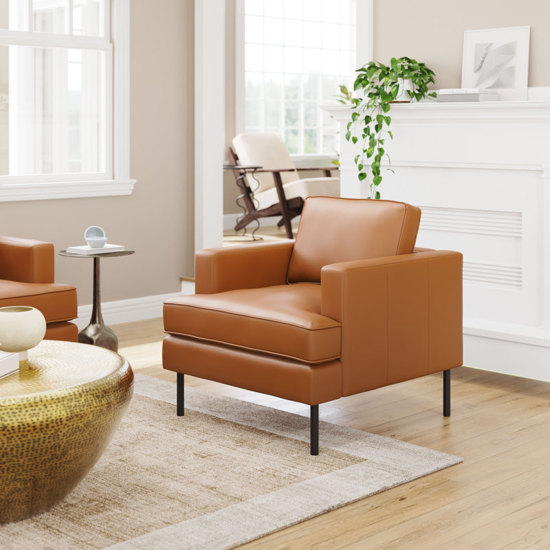 Fauteuil en cuir végétalien, Similicuir brun