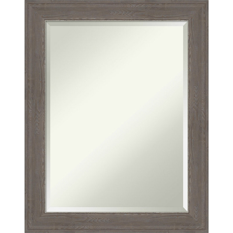 Ariele Flat Wall Mirror, Distressed Gray, 28.62" x 22.62"