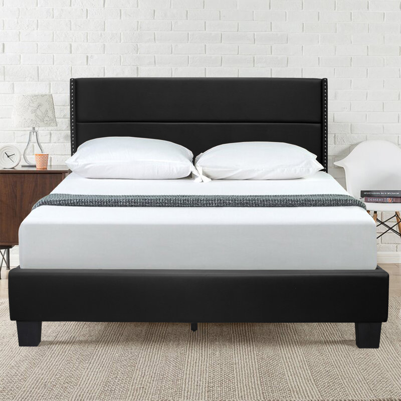  Lit plateforme tapissier Daigre Giulia, Double, Noir