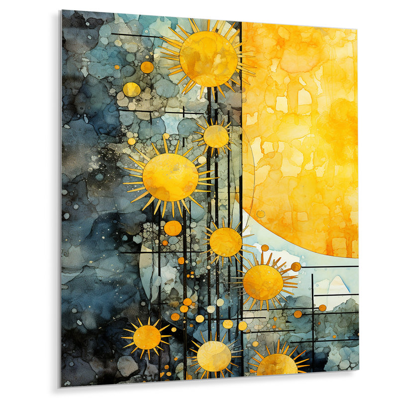 Panneaux solaires abstraits, collage de lumière du soleil III - Collages abstraits, art mural en métal