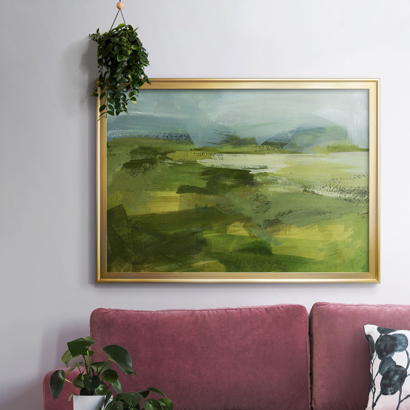 Toile tendue avec cadre Emerald View IV, Or, H 14 po x l 20 po x P 1,5 po