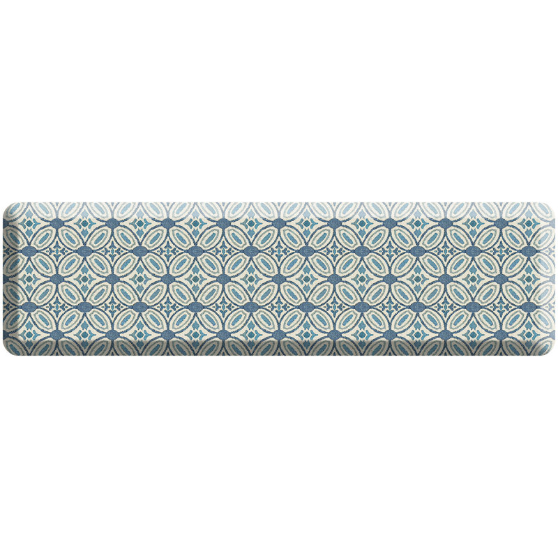 Designer Comfort Anti‑Fatigue Kitchen Comfort Mat – Atlas Medallion Blue, 20" x 72", Blue