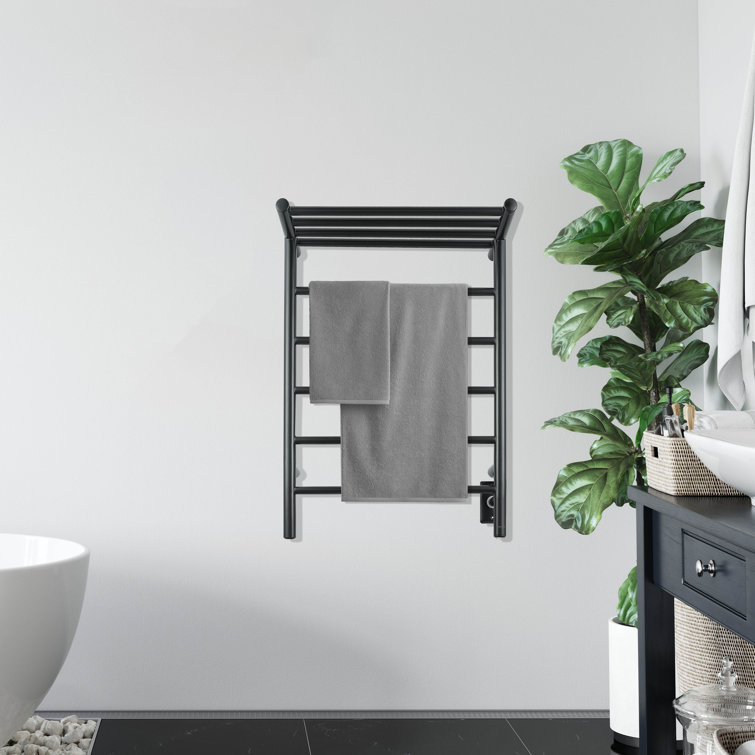 Ancona Miazzo 5-Bar Electric Wall Mount Plug-In and Hardwire Towel Warmer with Shelf