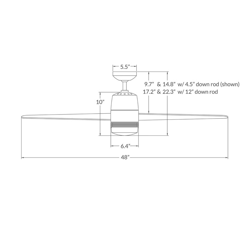 Velo Downrod Ceiling Fan, Bright Nickel, Wall Control, Maple