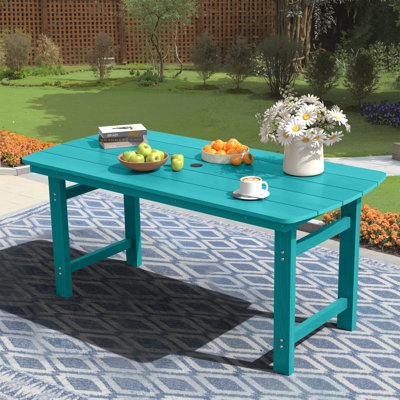 Rectangular HDPE Outdoor Dining Table With Umbrella Hole