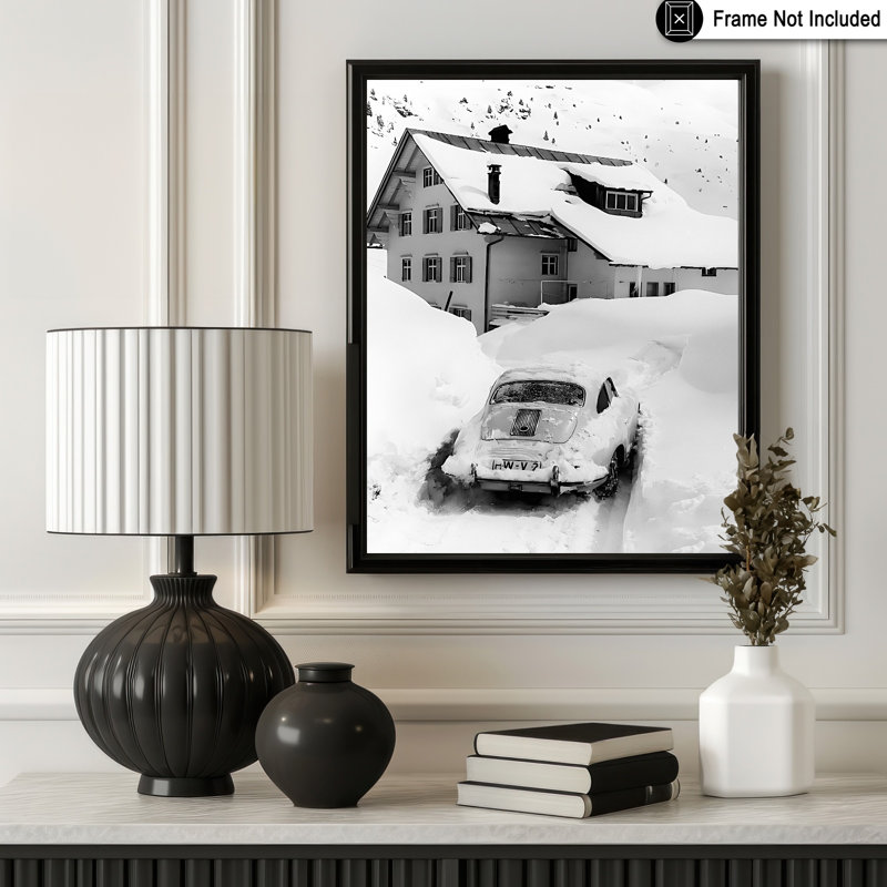 Voiture coincée dans la neige, Unframed, Poster, 18"H x 24"W