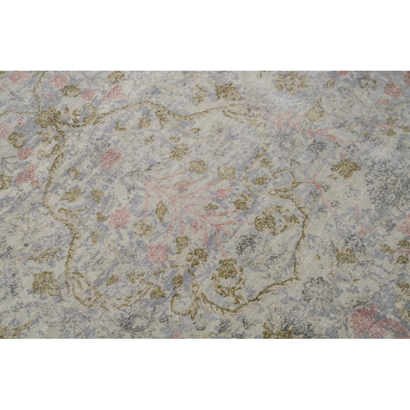 Shamas Floral Area Rug in Gray/Green/Pink/Blue