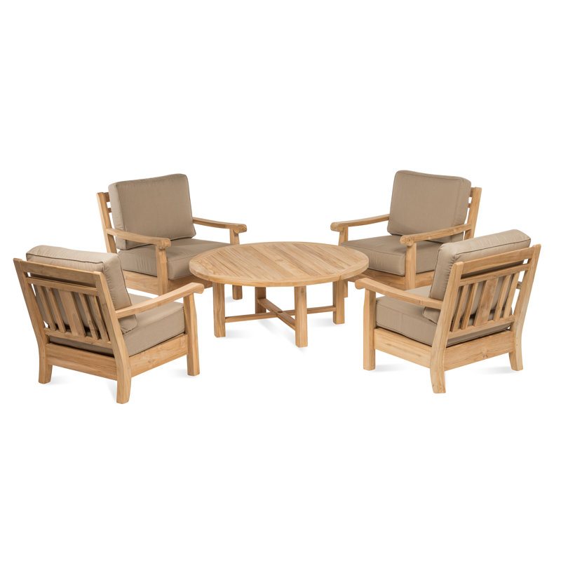 Lakewood Outdoor Round Teak Coffee Table, Natural