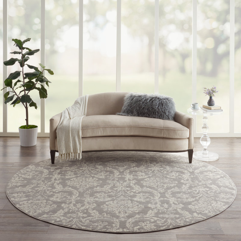 Rosemead Damask Indoor Rug, Round 8'