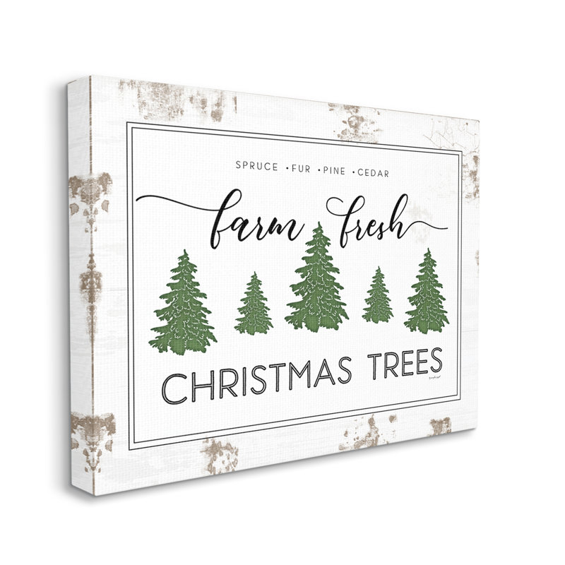 Farm Fresh Trees Rustic Sign Christmas Charm by Jennifer Pugh - Print, Wrapped Canvas, 36" H x 48" W x 1.5" D