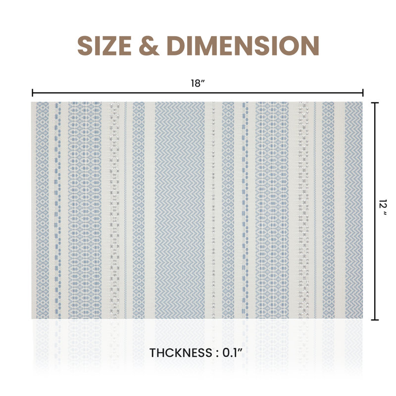 Ensemble de 6 napperons résistants à la chaleur de 12 po x 18 po Placemats, Bleu