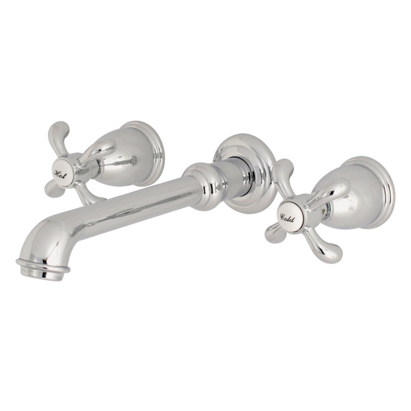 Kingston Brass French Country Two-Handle 3-Hole Wall Mount Bathroom Faucet, Polished Chrome