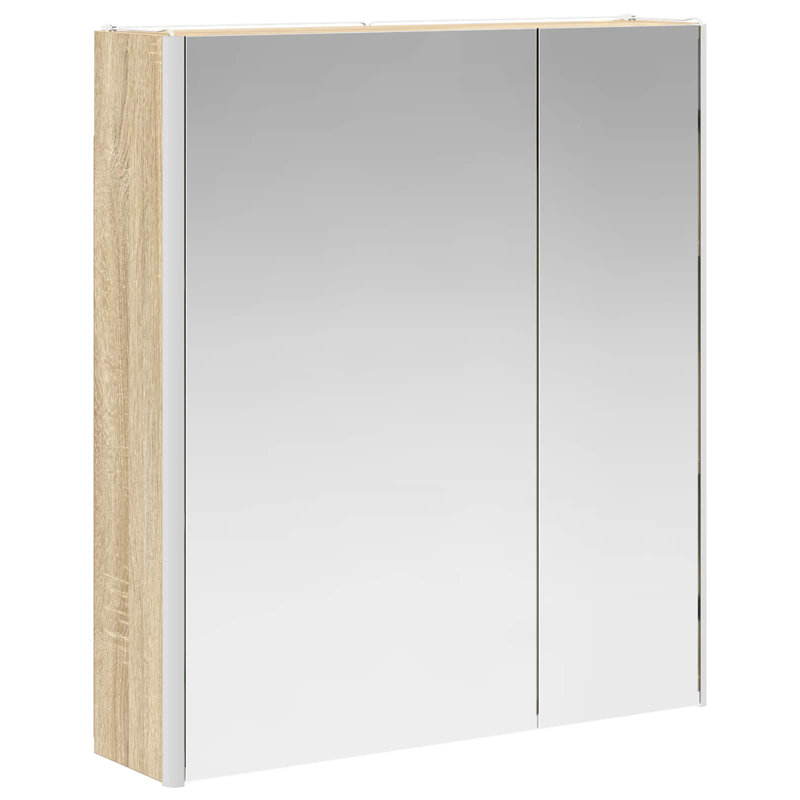 W H Wall Mounted Required Medicine Cabinet Mirror 2, Sonoma Oak, 70cmH x 63.5cmW x 15.5cmD