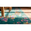 Tapis rectangulaire en laine noué à la main Art déco vert antique des années 1920