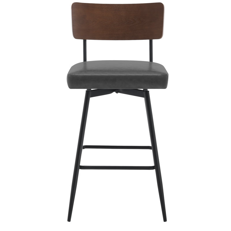 Swivel Upholstered Counter Stool with Metal Frame, Grey