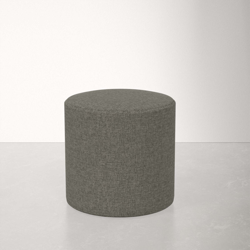 Orlando Upholstered Ottoman, Zuma Charcoal Textured Linen