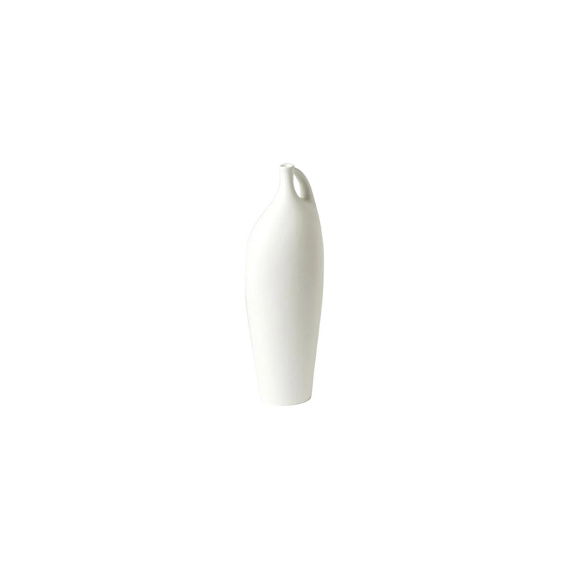 Indentation Vase-Matte White, 14" H x 3" W x 5" D