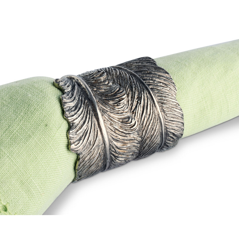 Exquisite Pewter Feather Design Napkin Ring