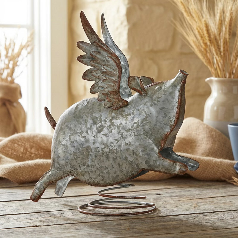 Galvanized Flying Pig 