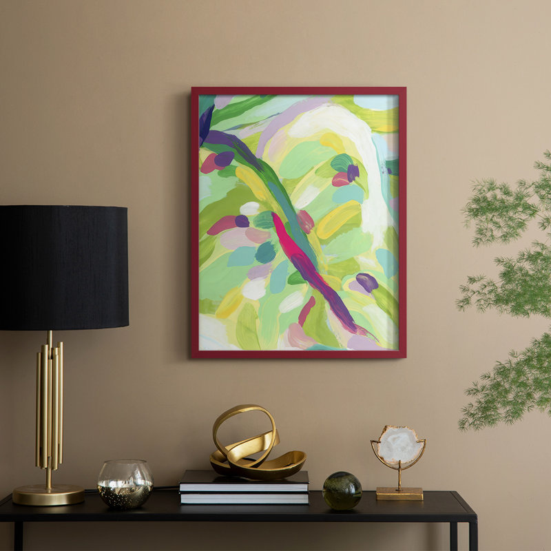" Bright Tropical Abstraction VI ", 11" H x 9" W, Red