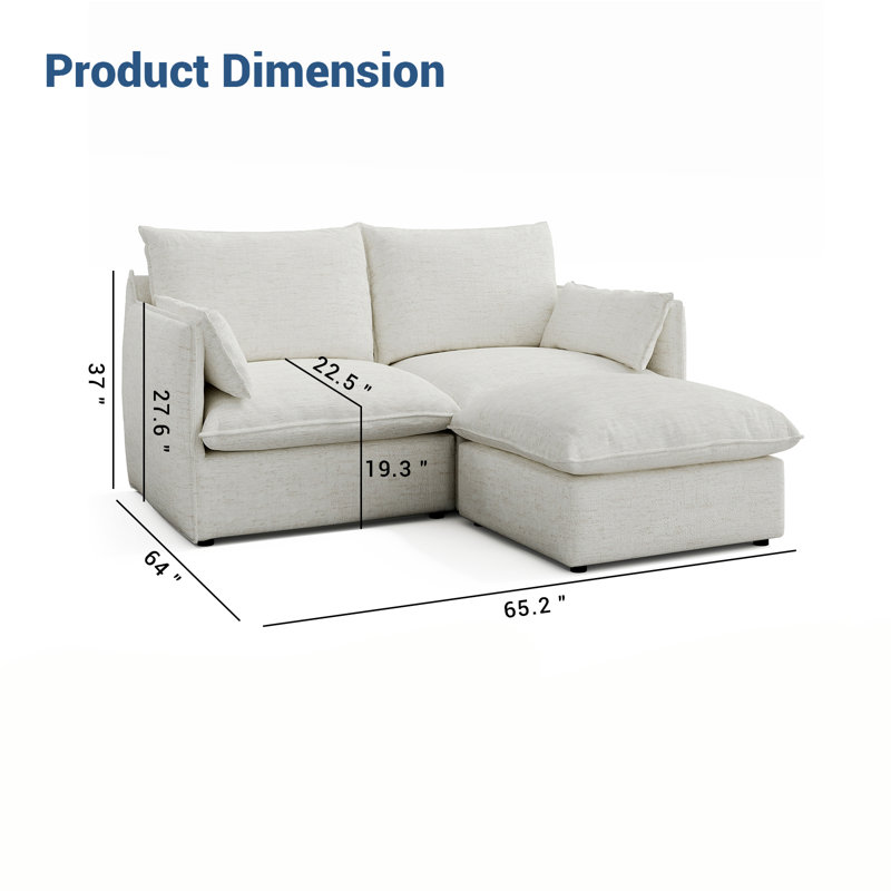 Upholstered Cloud Sofa, Modular Sectional Sofa, Modern  Down Filled Comfort Sofa With Romvable Cover For Living Room, Deep Seat