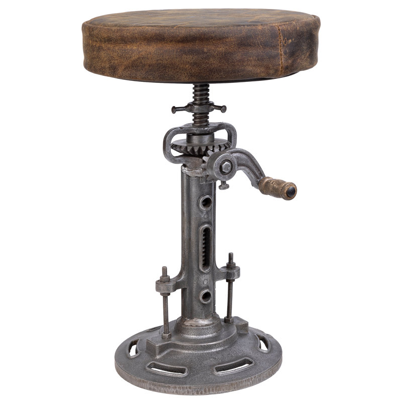 Aaronjit Swivel Upholstered Adjustable Height Counter Stool with Metal Frame