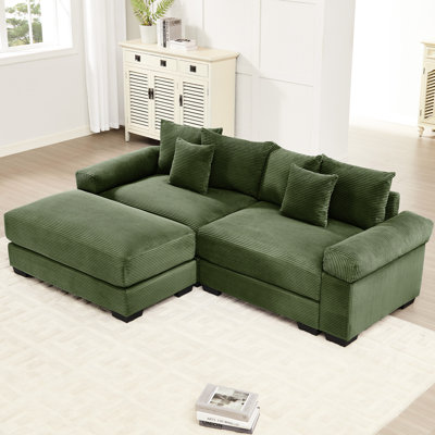 Canapé d'angle Cloud modulaire surdimensionné de 234 cm (92 po) avec revêtement en velours côtelé doux, méridienne, assise profonde, ergonomique, 6 coussins, montage facile pour les espaces ouverts. Tissu en velours côtelé en forme de L, large, siège, design, coussins décoratifs relaxants.