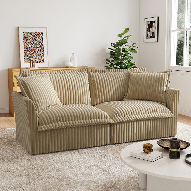 83.4'' Corduroy Detachable Cover Double-seater Sofa, Camel