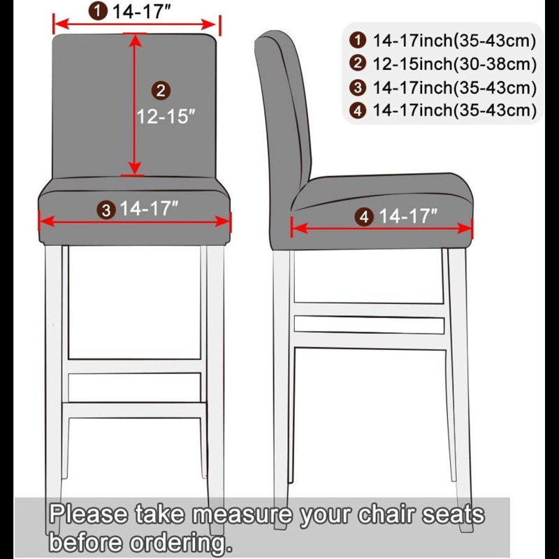 Housse pour tabouret de bar Jacquard - Paquet de 4 housses extensibles pour chaise de salle à manger pivotante à hauteur de comptoir