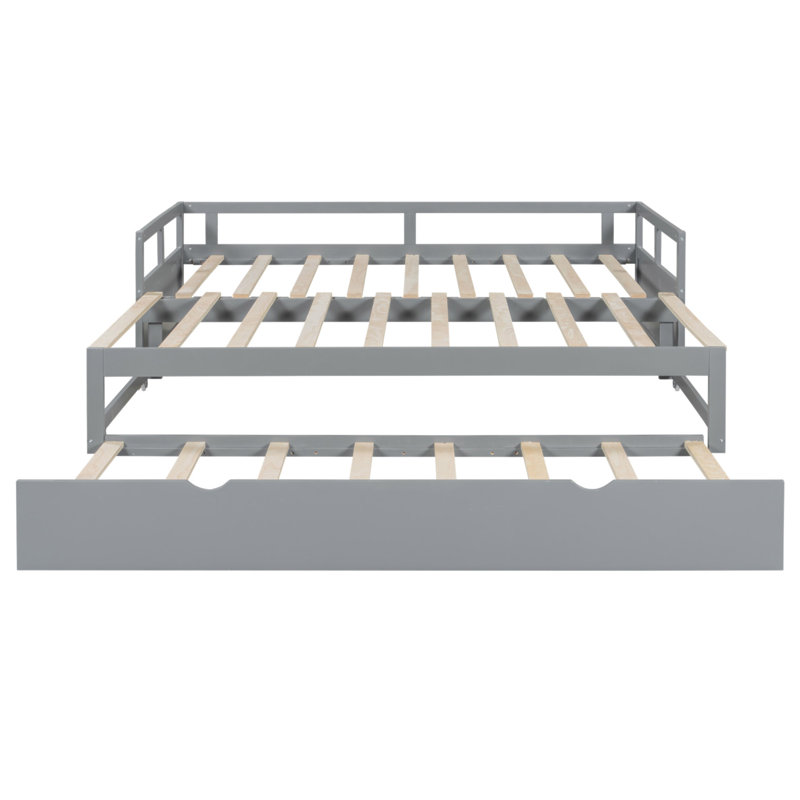 Lit de jour extensible avec couchette, lit de jour en bois avec couchette, gris (ANCIEN SKU: WF194887AAE), Gris