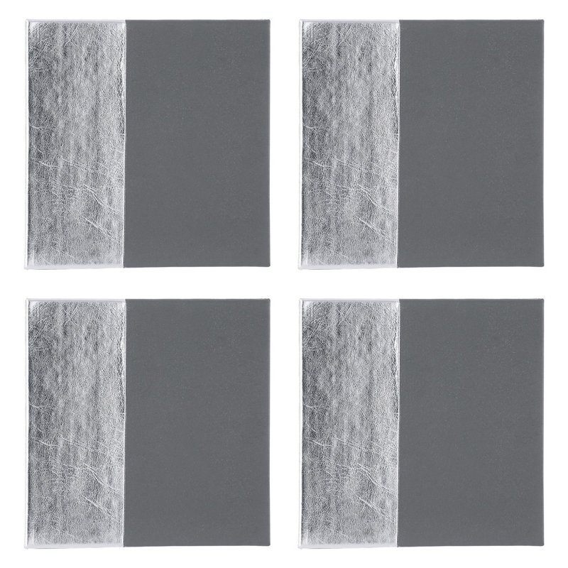 Geome Leather Square 4 Piece Coaster Set