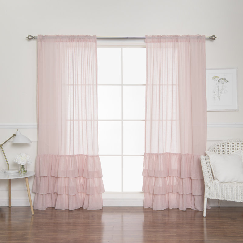 Neuville Semi Sheer Sliding Panel Pair, Pink