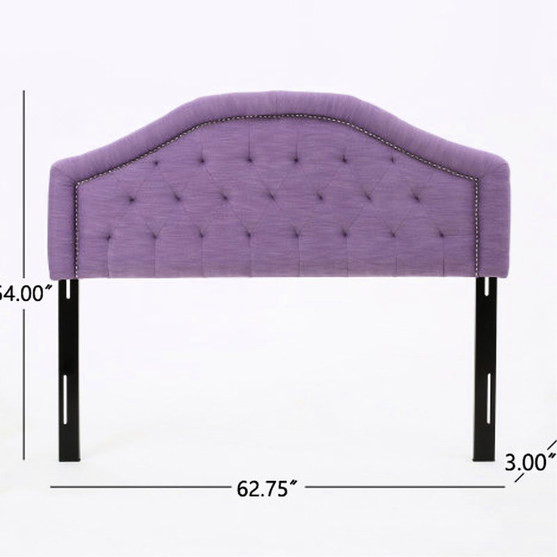 Full Headboard In Purple - Modern Style With Button Tufting And Captivating Nailhead Border Sized Texture Charming Accents