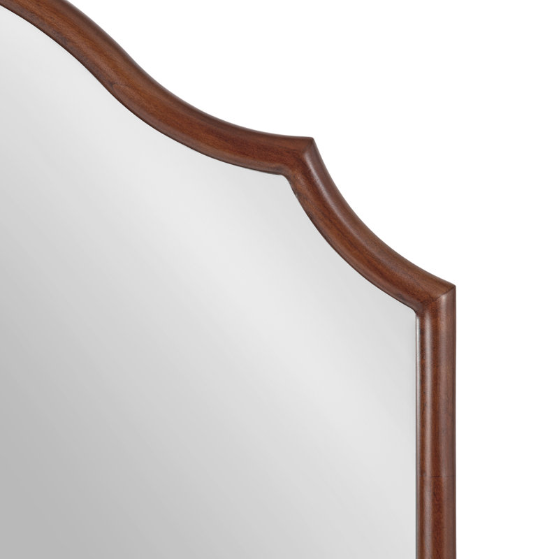 Large miroir mural arqué pour salle de bain, Bois brun foncé