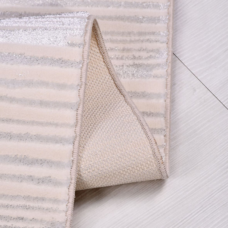 Tapis crème moderne antidérapant lavable à la machine, Rectangle 2 pi 8 po x 5 pi