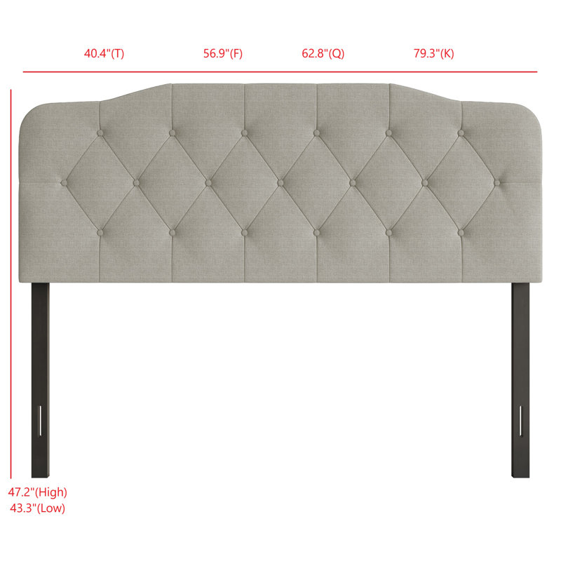 Richard Upholstered Panel Headboard, Warm Grey Linen, Queen