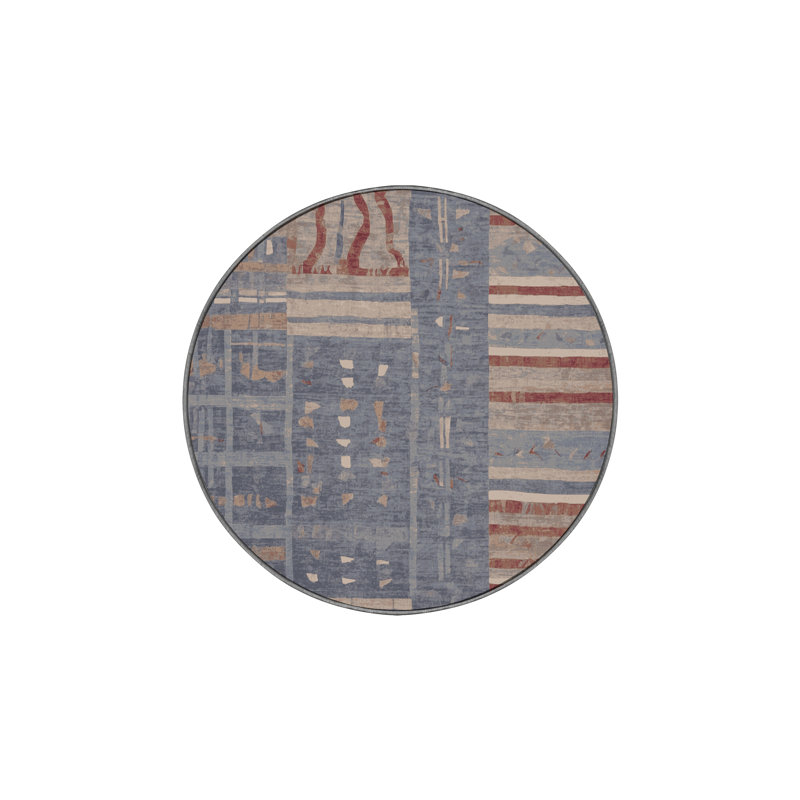 Machine Washable Pink Area Rug, Round 6'
