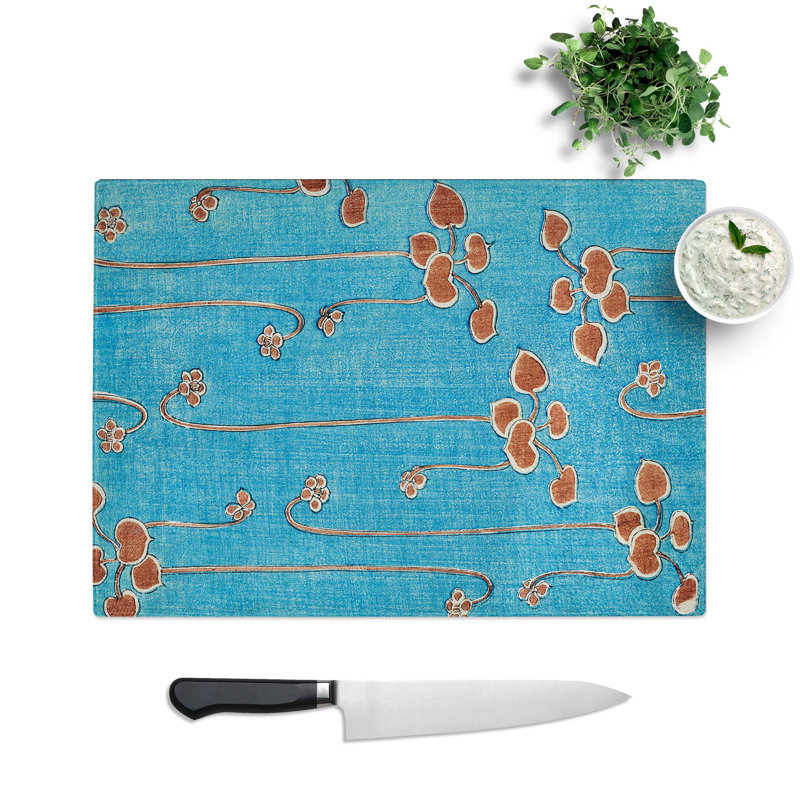 Tempered Glass Vine Illustration by Watanabe Seitei Chopping Board, 39 cm W x 28.5 cm L