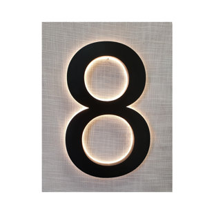 Modern 8″ Backlit Led House Numbers, Prima 0 To 9