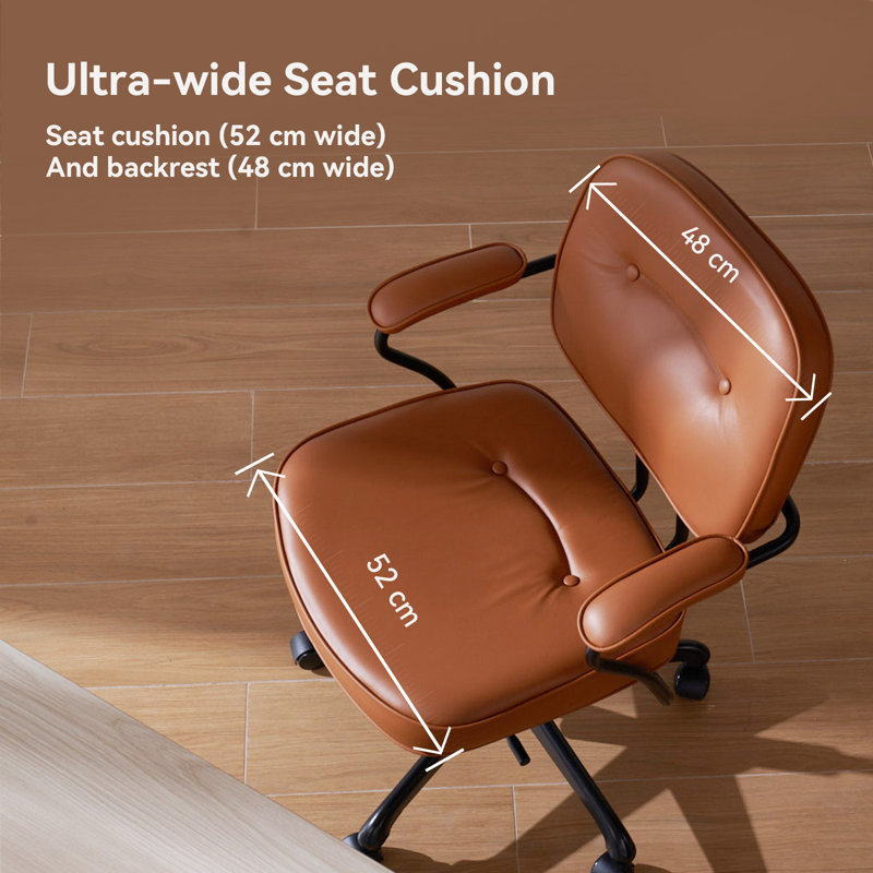 SIHOO L3D Mid Century Office Chair in Faux Leather Ergonomic Computer Chair, Black, Brown