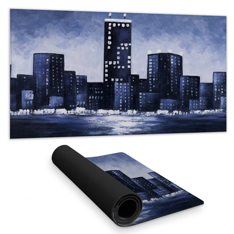 Dark blue cityscape - 15.75"x31.50" Desk mat