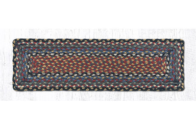 Earth Rugs Burgundy/Blue/Gray Rectangle Stair Tread 27" x 8.25"